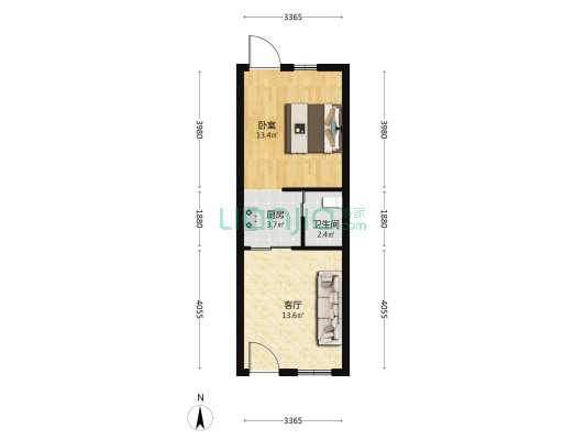 江湾锦苑 1室1厅1卫 38平方