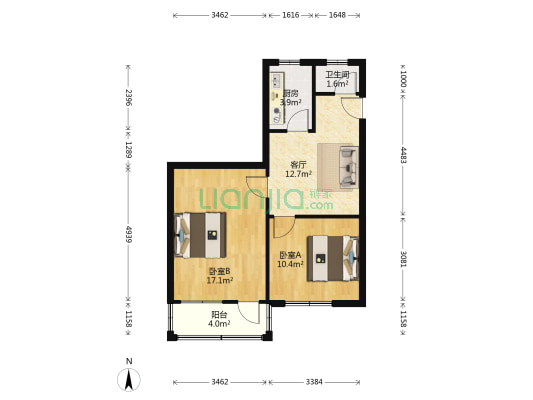 瓦窑路42号 2室1厅1卫 61平方