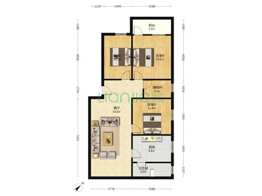 永安商场综合楼 3室1厅1卫 97平方