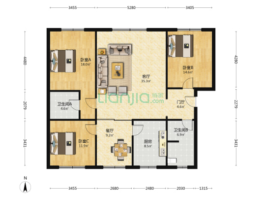 湖滨路336号 3室2厅2卫 136平方