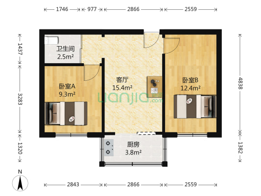 英海小区 2室1厅1卫 58平方