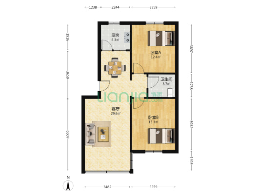 海茂公寓 2室1厅1卫 77平方