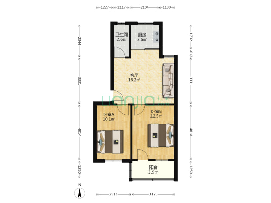 新立里小区 2室1厅1卫 57平方