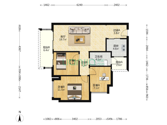 融创0238星尚苑 3室1厅1卫 83平方