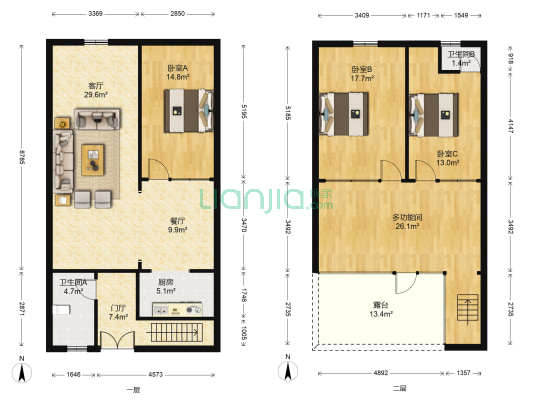 府君里平房 4室2厅2卫 76平方