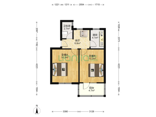 新华三村 2室1厅1卫 57平方