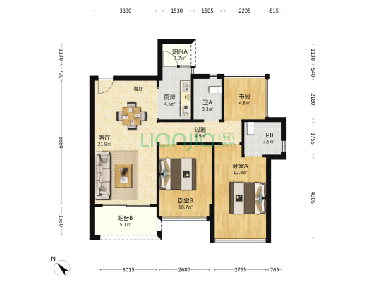 优越温泉郡 3室1厅2卫 88平方
