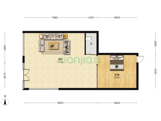 双排街 1室1厅1卫 50平方