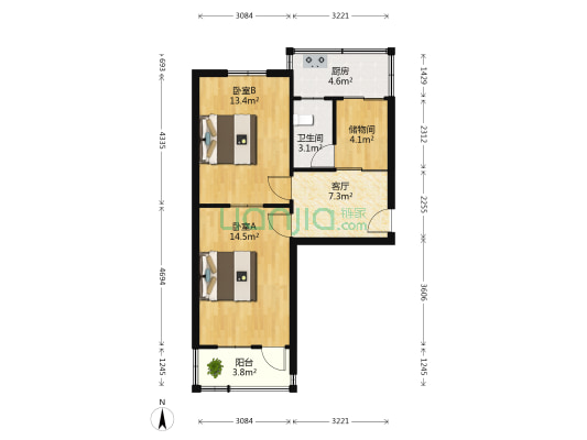 西八里洼512号 2室1厅1卫 58平方