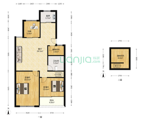 下吕浦三区画彩组团 3室1厅1卫 89平方