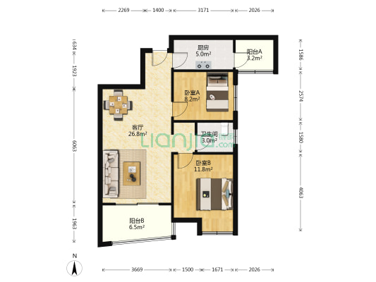 阳光城尚东湾（学园区） 2室1厅1卫 82平方
