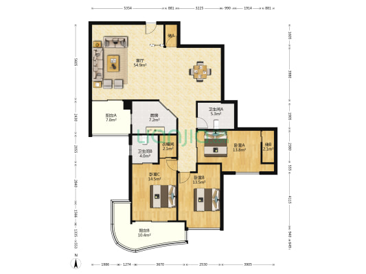 侨联大厦 3室1厅2卫 165平方
