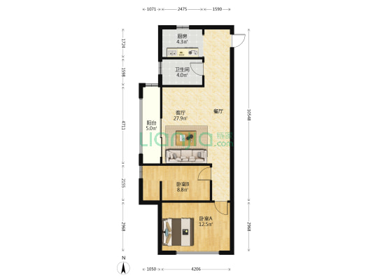 永亨海港城 2室1厅1卫 80平方