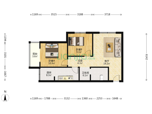 臻园阳光 2室1厅1卫 79平方