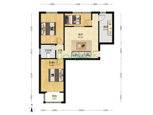 上林风景 3室1厅1卫 94平方