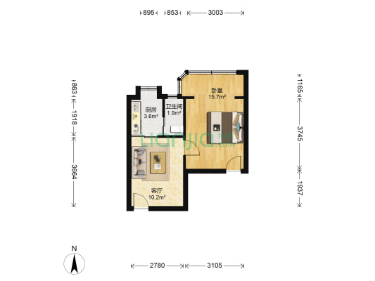 桃苑社区二区 1室1厅1卫 39平方