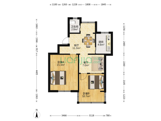 金家桥路 2室2厅1卫 64平方