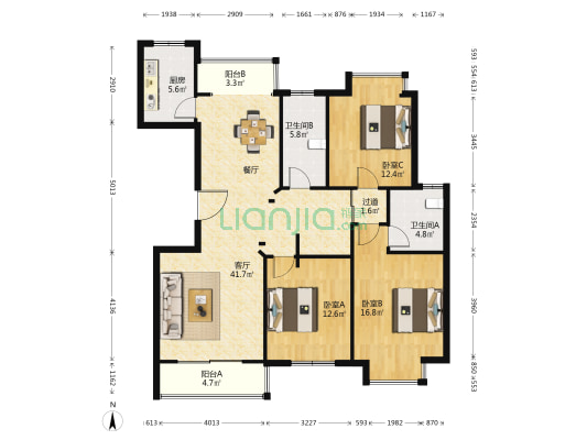 御景华庭 3室1厅2卫 141平方