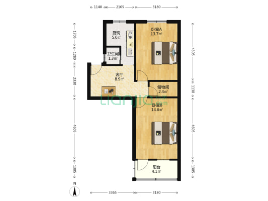所巷 2室1厅1卫 59平方