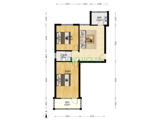 荣康假肢厂小区 2室1厅1卫 64平方