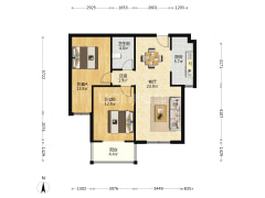 全南两居  中间楼层  毛坯随意装修-涿州华阳风景户型图