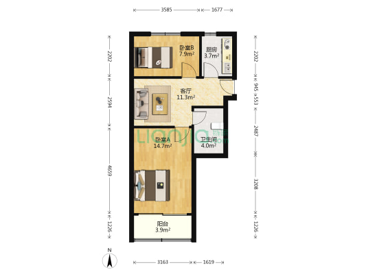 祖家桥浜 2室1厅1卫 55平方