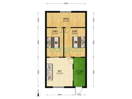 橡胶厂家属院 2室1厅0卫 61平方