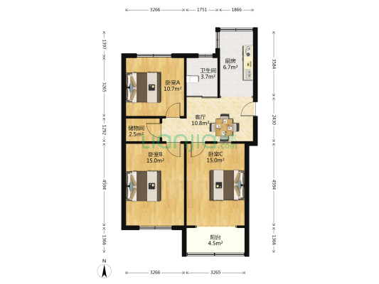 郭家山29号 3室1厅1卫 80平方