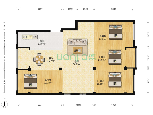 虹港中路 4室2厅0卫 155平方
