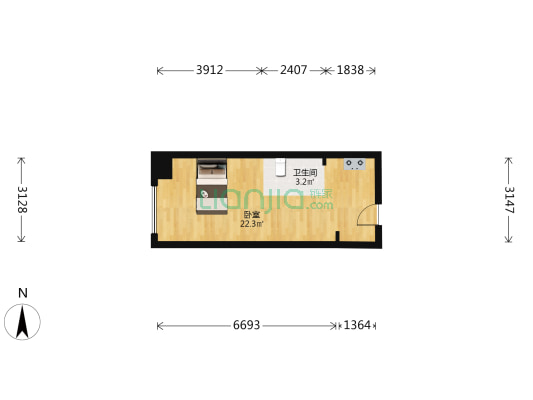 玲珑郡 1室0厅1卫 38平方