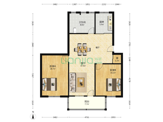 金凤一区 2室1厅1卫 78平方