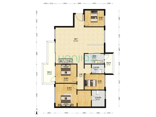 万科公园传奇北区 4室1厅2卫 165平方