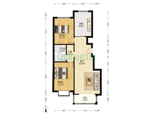 荷兰印象 2室1厅1卫 86平方