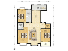 涿州开发区名流城市尊邸南北通透三阳开泰格局三居室-涿州名流城市尊邸户型图