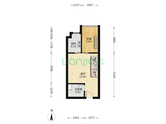 天香丽苑 1室1厅1卫 40平方