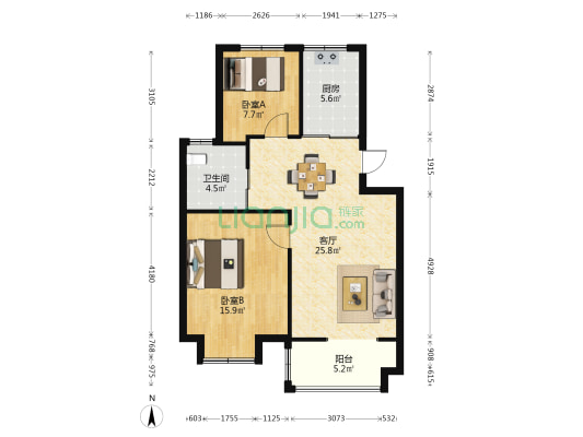 锦浦悦府 2室1厅1卫 80平方