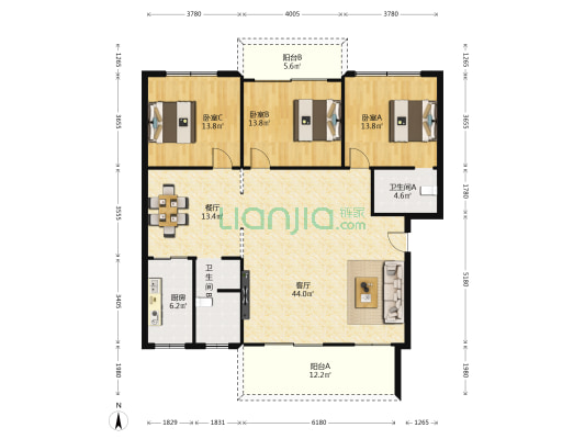 三清山西大道4号 3室2厅2卫 139平方