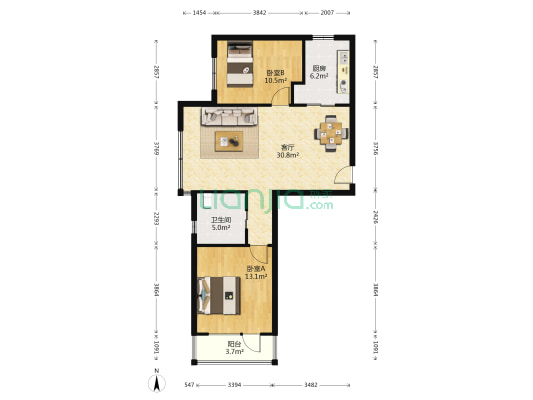 海延雅居 2室1厅1卫 90平方