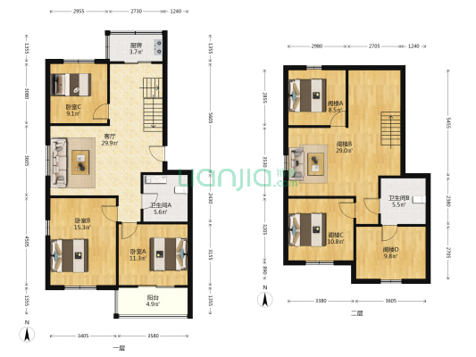 翰雅园 3室1厅2卫 153平方