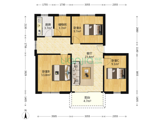 大沙地西路5号大院 3室1厅0卫 88平方