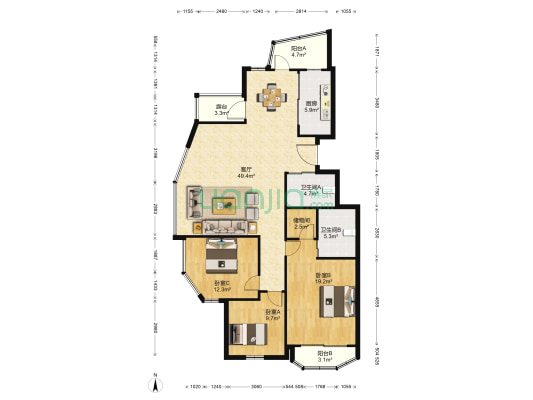 东和绿园 3室1厅2卫 155平方