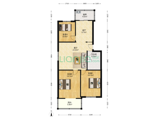 交行宿舍 3室2厅1卫 69平方