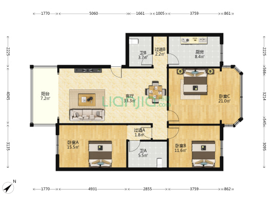 外曹家巷26号 3室1厅2卫 132平方