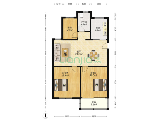 阳光新村北区 3室1厅1卫 98平方