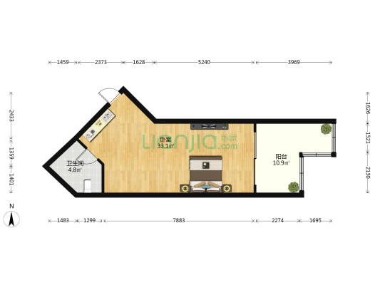 海洋之星 1室0厅1卫 60平方