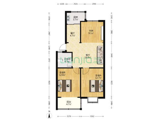 宝象花园 3室2厅1卫 79平方