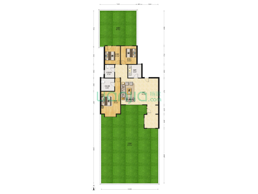鸿坤理想湾北区 3室2厅 北-户型图