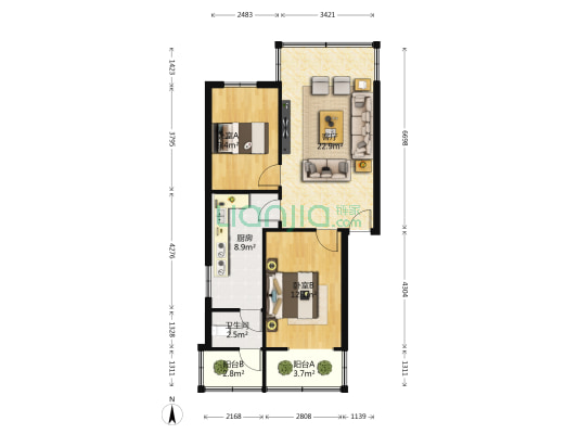 桂花园 2室1厅1卫 71平方