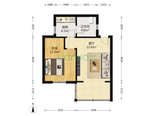 东光街3号 1室1厅1卫 51平方