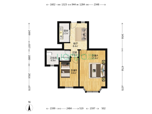 浦江大楼 2室1厅1卫 69平方